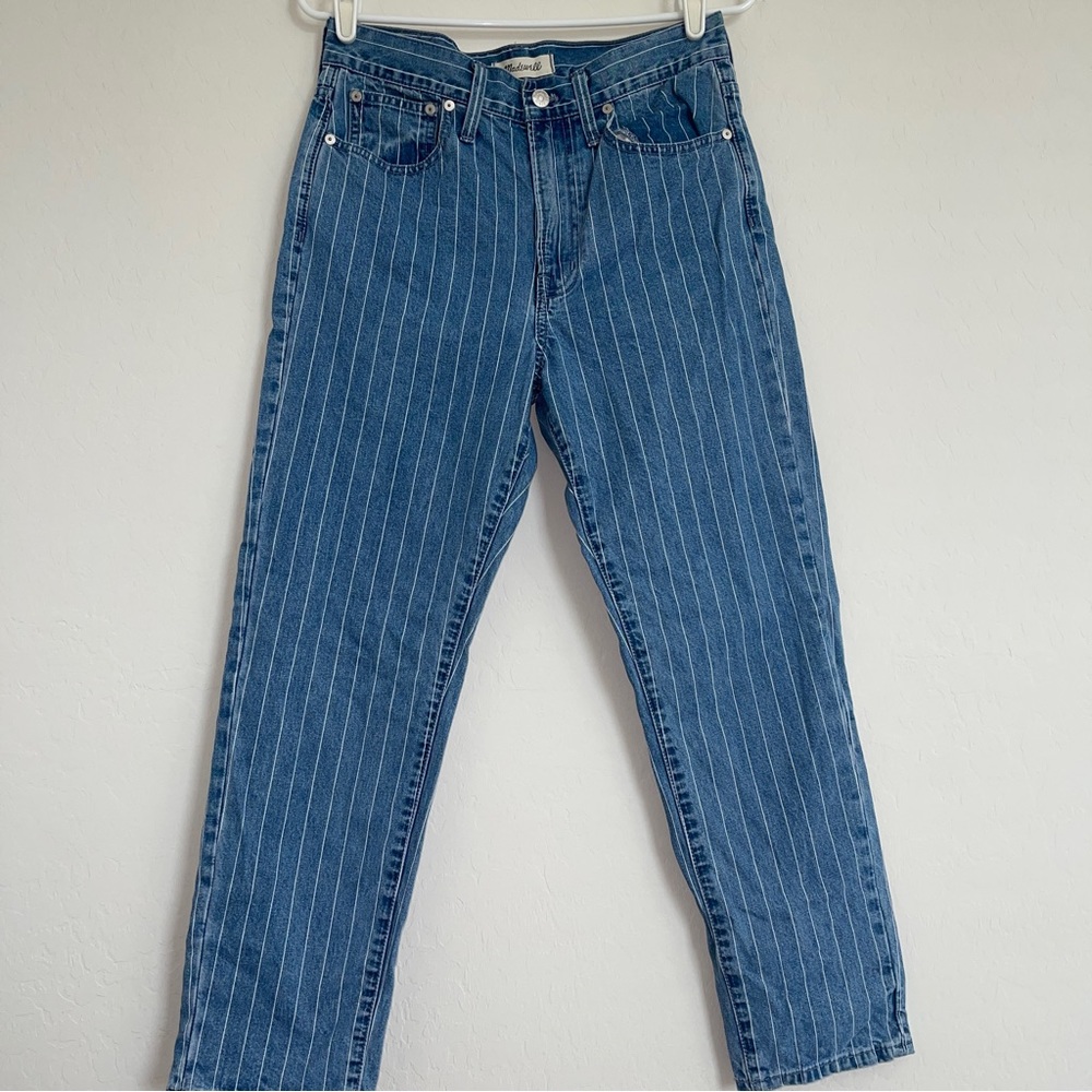 Madewell Blue Striped Ankle Jeans